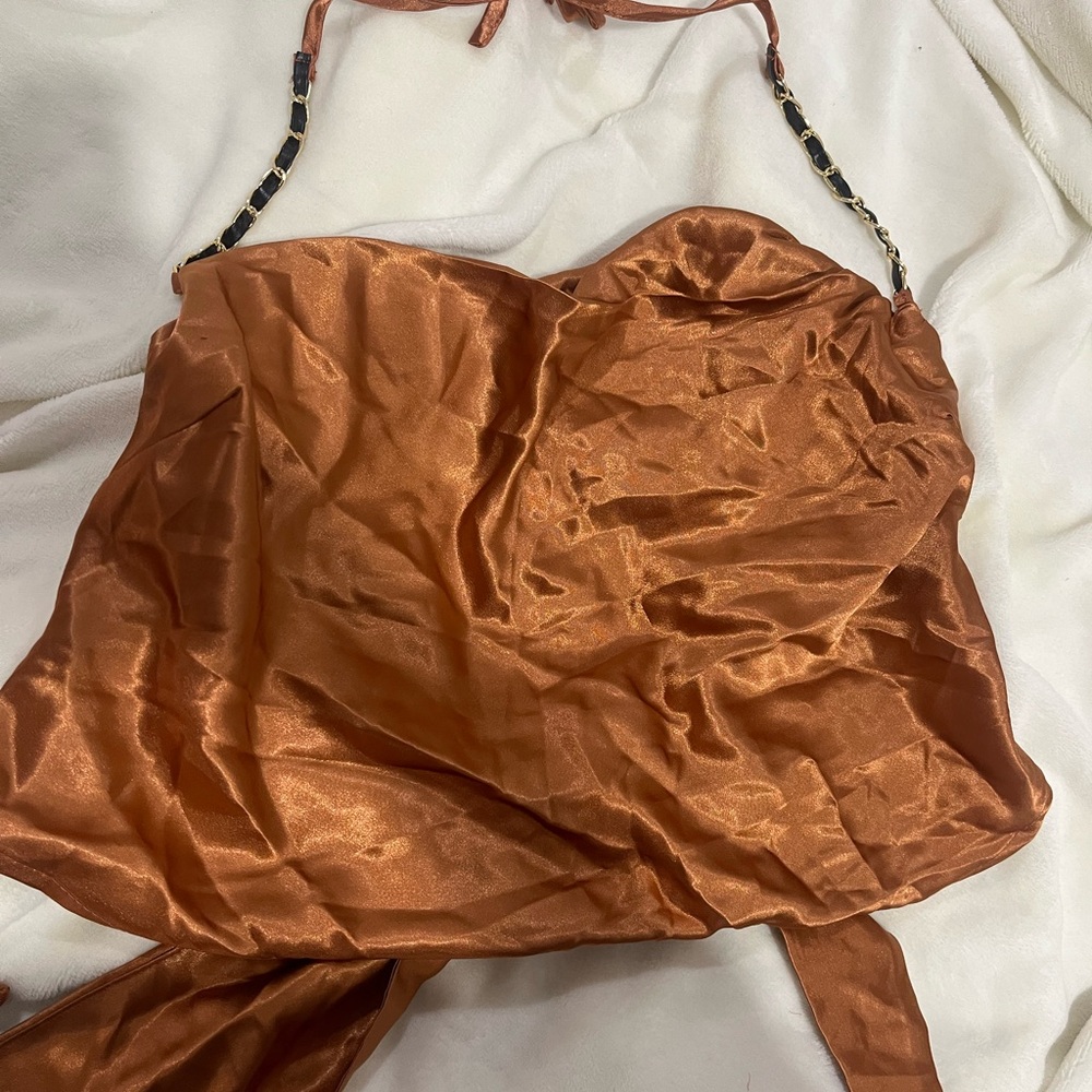 Silky Copper Halter Top